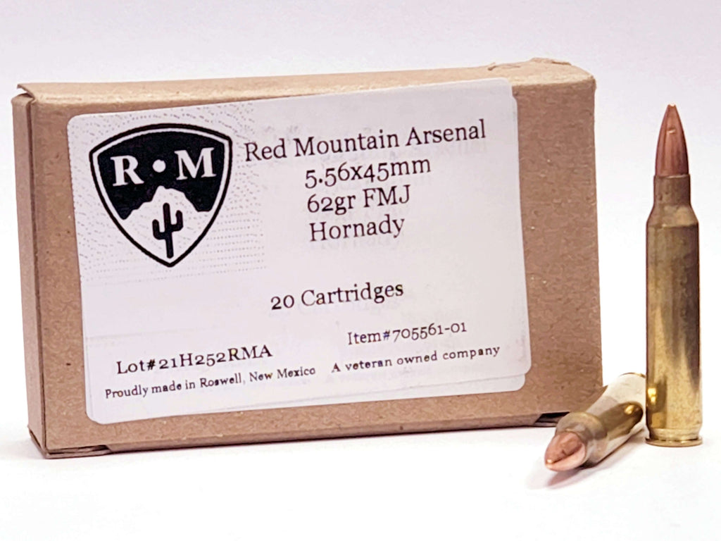 5.56x45mm Cartridge 62gr FMJ-BT Match Grade by Hornady Box of 20